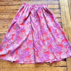 Leslie Fay Options Red, & Purple Geometric Print Elastic Waist Skirt Size Medium